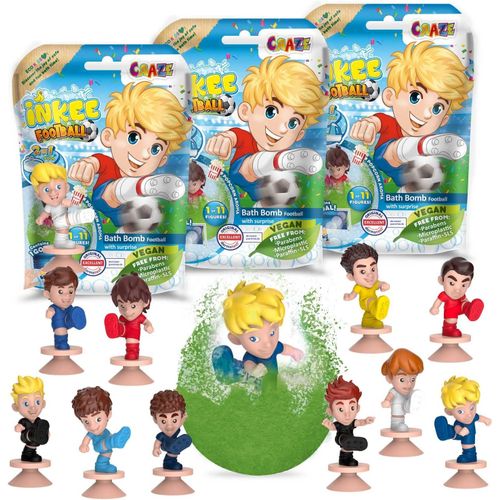 Shiba-Craze Football | Pack De 3x Bombes De Bain Enfant Edition Coupe Du Monde, Boule De Bain Surprise Arôme Pop-Corn Avec 3x Fig[1
