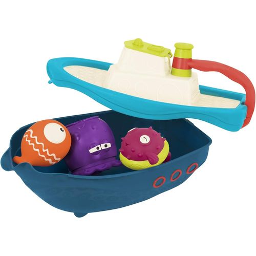 Shiba-Toys- Toys-Off The Hook-Bateau De Bain Et De Plage Avec Poissons Et Pont De Stockage Pour Tout-Petits À Partir De 6 Mois, Bx[9