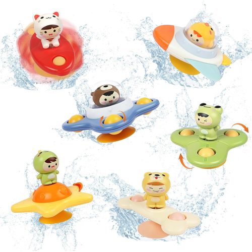 Shiba-6pcs Ventouse Spinner Jouets, Jouets De Bain Pour Enfants, Jouets Sensoriels Pour 1-3 Ans Garçon Fille, Fidget Toys Pour Les[6