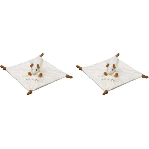Shiba-- Caoutchouc Doudou Avec Attache Sucette, Blanc Et Beige (Lot De 2)[1298]