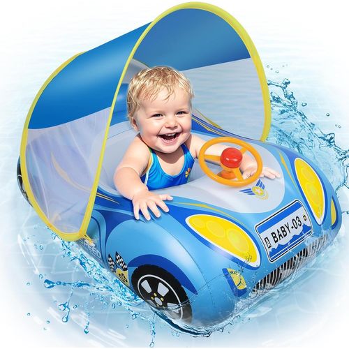 Shiba-Bouee Pour Bebe Parasol Avec Upf50+ Auvent Amovible Siège De Bain Pour Bébé Pour Enfants Piscine Gonflable Bouée De Natation[1