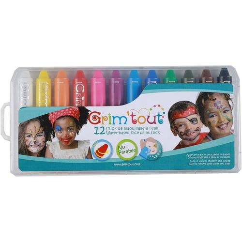 Shiba-- Maquillage A L'eau Enfant - 12 Sticks - Fêtes, Anniversaire, Carnaval - Facile À Appliquer Et Nettoyer - Sans Parabène, Do[1