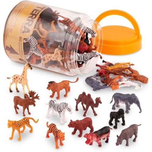 SHIBA-- 60 pièces - Créatures Sauvages - Mini Figurines d'animaux réalistes - Lion, Hippopotame, Tigre, Ours et Autres Animaux de [2