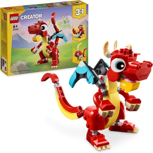 SHIBA-Creator 3-en-1 Le Dragon Rouge, Jouet avec 3 Figurines d'animaux, Dont Un Dragon Rouge, Un Poisson et Un Phénix, Set Animaux[2