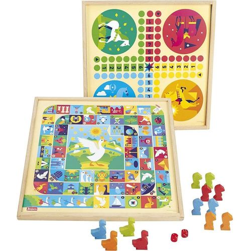 Shiba-Jeujura - Coffret Jeux De L'oie Et Petits Chevaux - Jeux De Sociétés - Plateaux De Jeu Et Pions En Bois - Jeux Traditionnel [1
