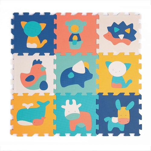Shiba-Ludi - Tapis Dalles Animaux - Puzzle Géant - 9 Dalles En Mousse - Dès 10 Mois - Éveil Bébé - Développe Le Bien-Être, Le Touc[1