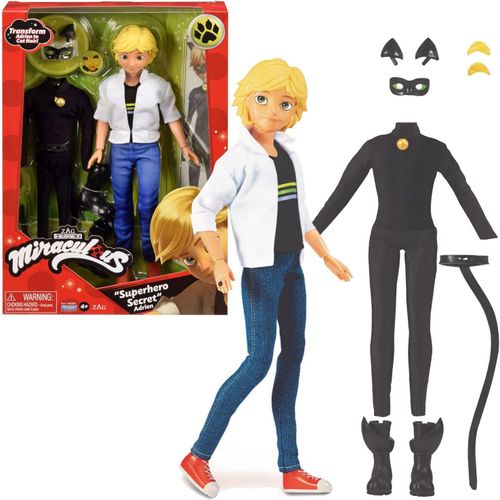 Shiba-- Miraculous - Poupée Miraculous Chat Noir Et Adrien - Poupée Mannequin 26 Cm - 2 Tenues Incluses - Jouet Miraculous - Poupé[1