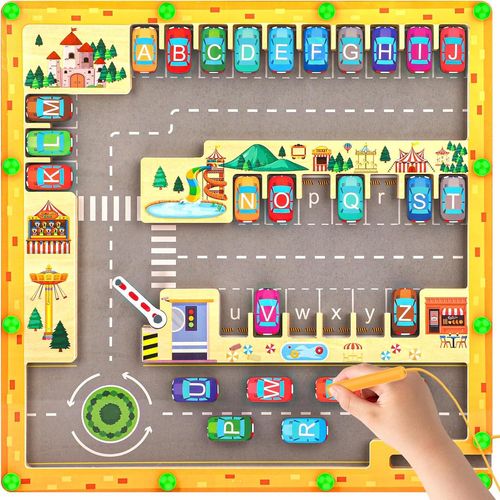 Shiba-Labyrinthe Magnétique, Jeux Montessori 3 4 5 6 7 8 Ans Jeu De Société En Bois Alphabet Puzzle Jouet Lettres Enfant Jeu Éduca[1