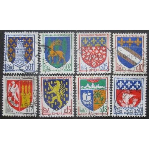 France Série N°1351a Au 1354b Armoiries De Villes Oblitérés