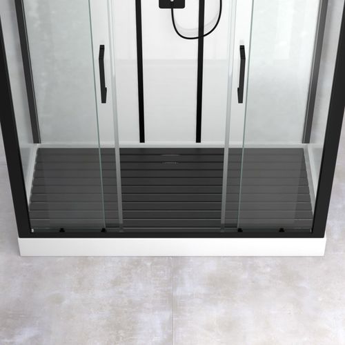 Caillebotis en Bois Composite Gris pour Cabine rectangle - Dimensions 153.5 x 70 cm