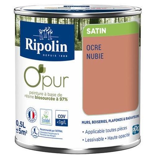 Peinture intérieure Ripolin O'Pur ocre nubie satin 0 5L