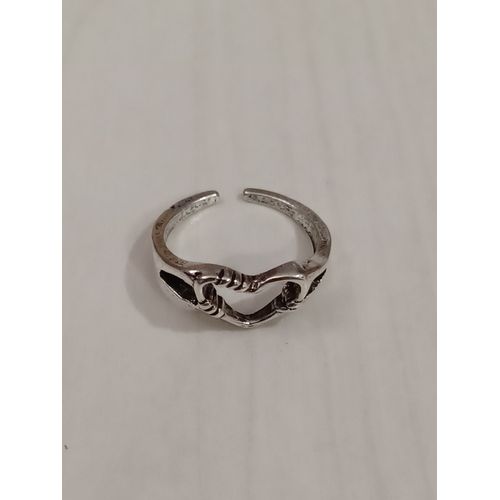 Bague Métal Argenté,Coeur,Bague Ouverte,Taille 16.24 Mm
