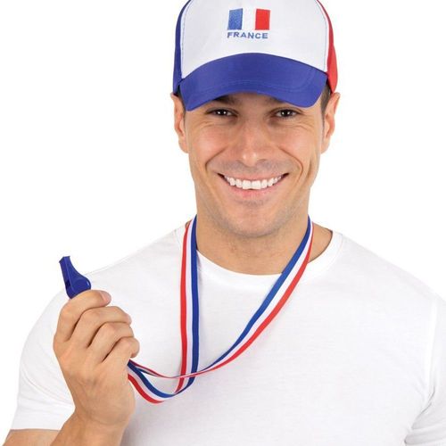 Sifflet Plastique Bleu Ruban Tricolore France