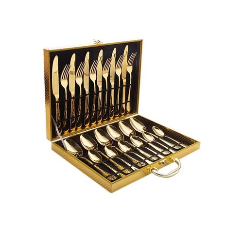 Set De Couverts En Acier Inoxydable De 24 Pièces Doré