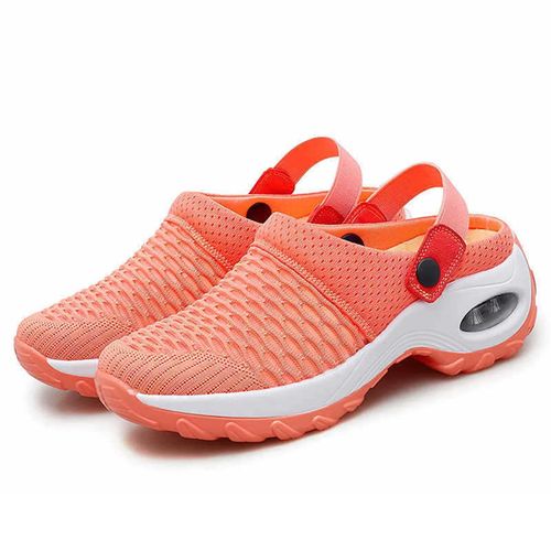 Chaussures De Marche À Coussin D'air Respirant Casual Mesh Slip On Chaussures De Marche Pour L'extérieur Intérieur Orange,39