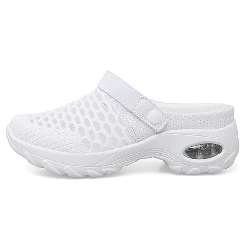Chaussures De Marche À Coussin D'air Respirant Casual Mesh Slip On Chaussures De Marche Pour Extérieur Intérieur Blanc,38
