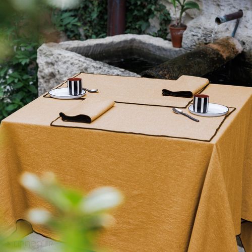 Lot De 3 Torchons De Cuisine 50x70 Cm Hono Jaune Curry 100% Coton