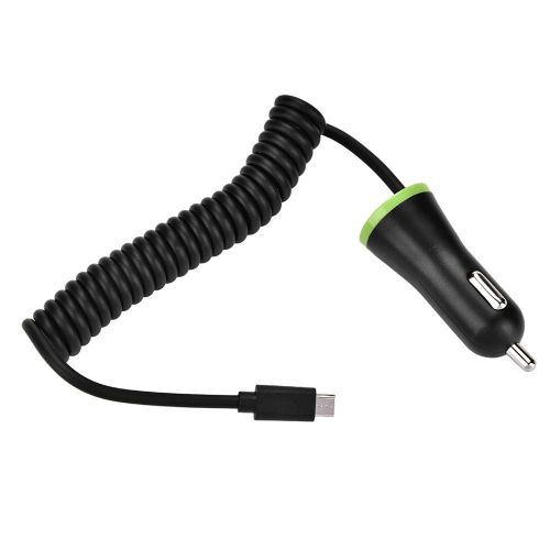 Chargeur De Voiture 5v 2.1a Câble À Ressort Enroulé Rétractable Pour Téléphones Portables Micro Usb