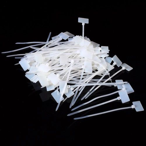 100pcs Zip Tie Rubans Écrire sur Tag Fil Câble Étiquette Marqueur Autobloquant