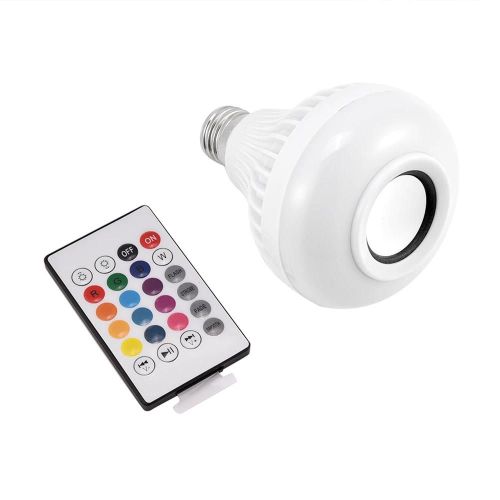 Haut-Parleur Bluetooth Sans Fil Télécommande Ampoule De Musique 12w Rgb E27 Avec Lumière Blanche