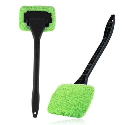 Outil De Nettoyage De Pare-Brise De Vitre Chiffon En Microfibre Brosse Nettoyante De Voiture Avec Poignée Amovible Auto À L'intérieur Du Verre Essuie-Glace Vert