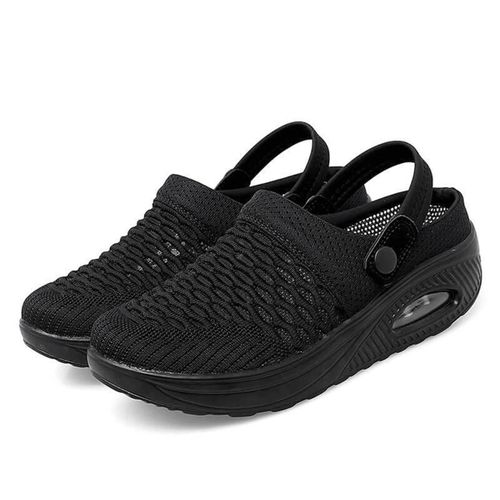 Chaussures De Marche À Coussin D'air Respirant Casual Mesh Slip On Chaussures De Marche Pour L'extérieur Intérieur Noir,38