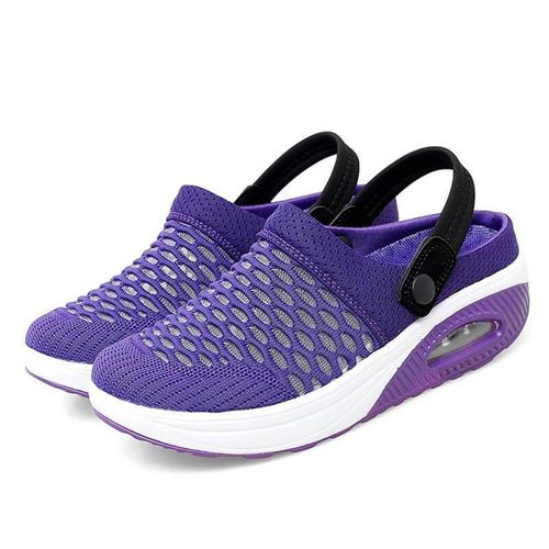 Chaussures De Marche À Coussin D'air Respirant Casual Mesh Slip On Chaussures De Marche Pour L'extérieur Intérieur Violet,41