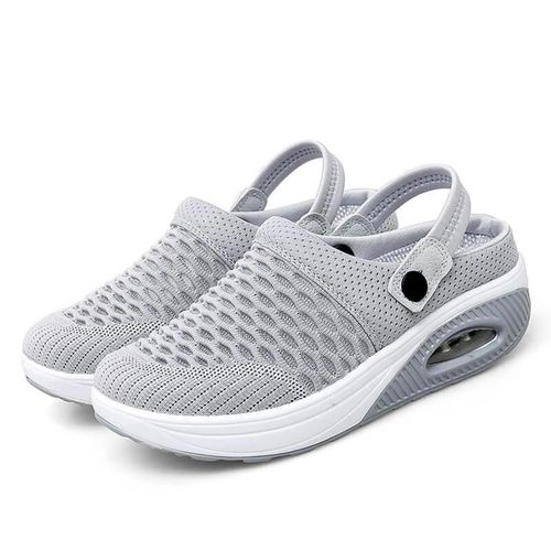 Chaussures De Marche À Coussin D'air Respirant Casual Mesh Slip On Chaussures De Marche Pour L'extérieur Intérieur Gris,36