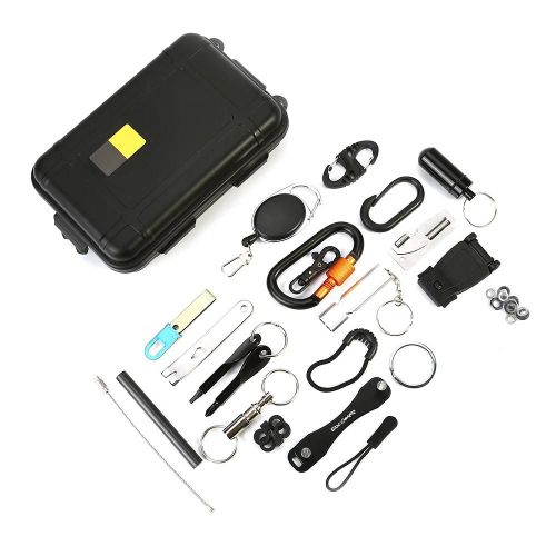 Kit De Survie D'urgence Multifonction 22pcs Avec Boîte De Transport Pour Les Activités De Plein Air Edc