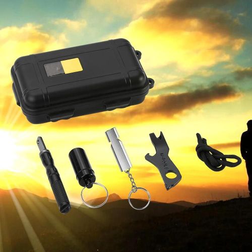 5pcs Kit De Survie D'urgence Multifonction Avec Boîte De Transport Pour Les Activités De Plein Air