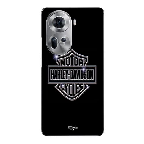 Coque Pour Oppo Reno 11 5g Harley Davidson Logo Motor Sycles Gris Front Noir Maniacase