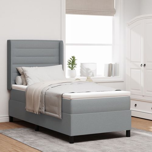 vidaXL Box Spring Matelas avec Housse Gris Clair 80 x 200 cm Tissu