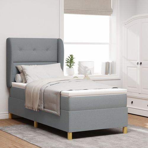 vidaXL Matelas à Sommier avec Matelas Gris clair 80x200 cm Tissu