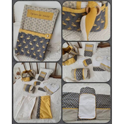 Ensemble, Trousseau De Naissance, Grand Sac À Langer, Tapis À Langer - Modèle Ossyflamant