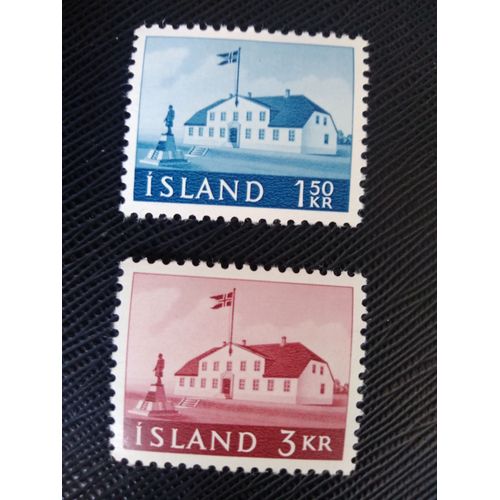 Timbre Islande Y T 289 - 290 Série : Bâtiment Gouvernemental 1961 (040509 )
