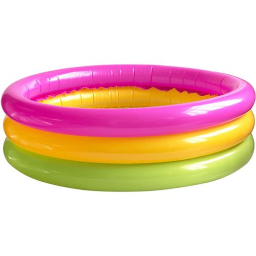 Piscine Gonflable Pataugette Pataugeoire 3 boudins Rainbow Ronde 61 x 22 cm Baignoire Portable Douche Bassin Baignade, Petite Baignoire Pliable en PVC pour bébé et Enfant pour Balcon et Jardin