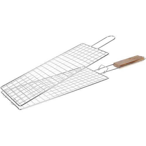Grilles de Cuisson Barbecue et fumoir - Grille de Barbecue Double Extensible,Grille Barbecue Double à Poisson, Grille BBQ Poisson - Matière : Acier chromé - Dimensions : 40 x 17cm