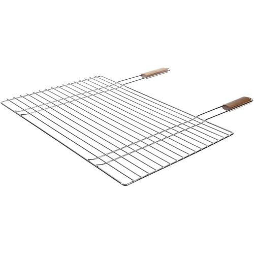 Grilles de Cuisson Barbecue et fumoir - Grille de Barbecue Simple, Grille Barbecue rectangulaire, Grille BBQ 60x40 - Matière : Acier chromé - Dimensions : 60 x 40cm x 1 cm - Poignées Bois