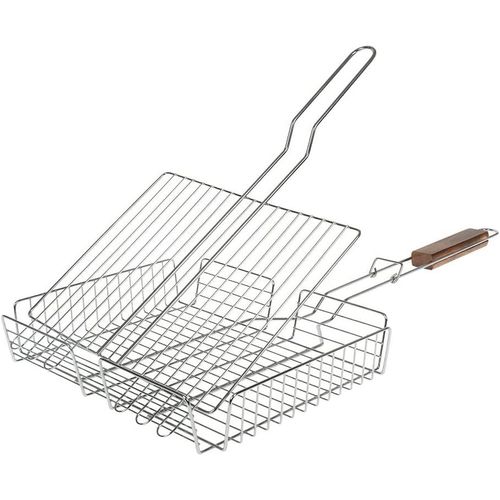 Grilles de Cuisson Barbecue et fumoir - Grille de Barbecue Double Ajustable,Grille Barbecue rectangulaire, Grille BBQ - Matière :Acier chromé - Dimensions :31 x 23cm - Panier Barbecue