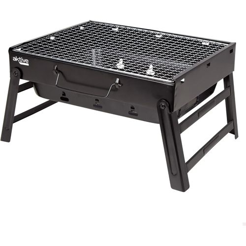 Barbecue portable pliant rectangulaire noir 40x28x20 cm Aktive