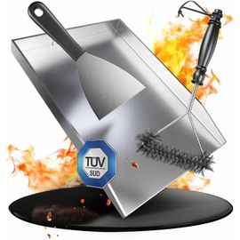 Plaque de cuisson - Plancha en acier inoxydable épais - 40 x 30 cm - Convient pour barbecue à gaz et barbecue à charbon - Plus : brosse et spatule