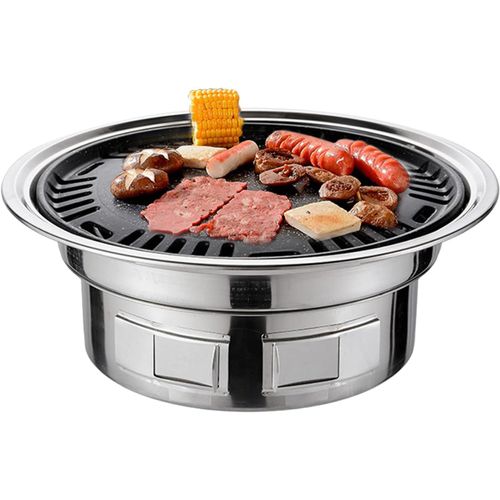 Barbecue Grill Multifonctionnel 13 pouces, Barbecue Charbon de Bois, Coréen Charbon de Bois Barbecue Gril Rond, Barbecue de Table, Grillé Net et Plateau, pour Cour/Pique-nique/plage/Camping