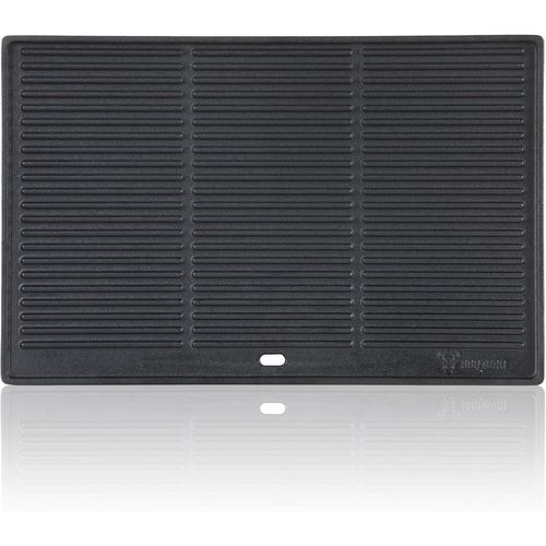 Plaque de cuisson en fonte | 48 x 31,5 cm | Plaque réversible, utilisation recto-verso | rectangulaire, universelle et massive | Tôle pour barbecue, pour grills à charbon de bois et gaz