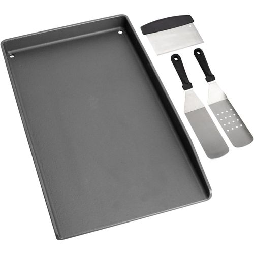 Plaque de cuisson en fonte 44,5 x 26 cm avec spatule pour barbecue Weber Spirit 210 & 310, accessoire universel pour barbecue à gaz et barbecue au charbon de bois