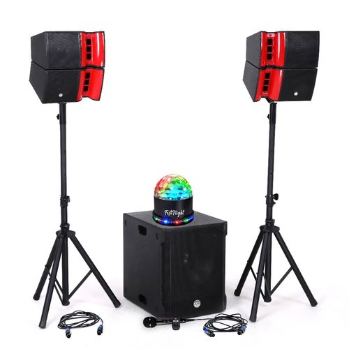 Pack Sonorisation DJ complet 1200W BM SONIC BMS15-HORN, Enceintes satellites, SUB 38cm USB/Bluetooth, Supports Câbles, Light SUN