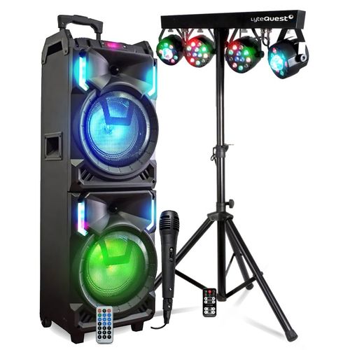 MEGA Enceinte Nomade 800W MS01XXL-N USB Bluetooth, Effets LED, Microphone SONO KARAOKE DJ, Portique LUMIERES pour Soirées