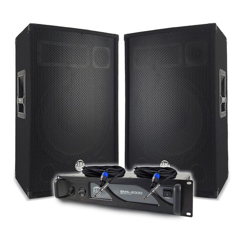 Pack Sono DJ BM SONIC Amplificateur 2000W, Paire d'Enceintes Passives 2x700W, Câbles Speakon, Sonorisation PRO