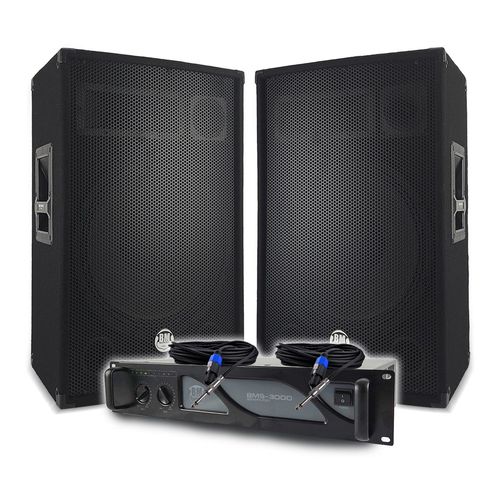 Pack Sono DJ BM SONIC Amplificateur 3000W, Paire d'Enceintes Passives 2x700W, Câbles Speakon, Sonorisation PRO