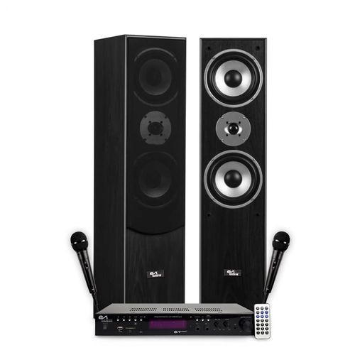 Colonnes Son HIFI Pack KARAOKE EVIDENCE ACOUSTICS STAR5 - 1000W PMPO, Ampli stéréo 2x50W, USB Bluetooth, FM, 2 Micros inclus