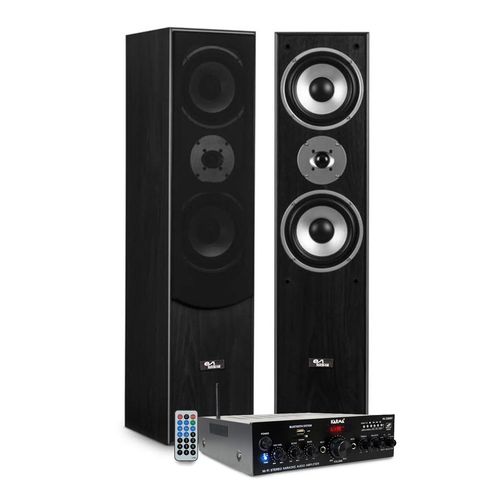 Enceintes Colonnes HIFI/HOME-CINÉMA - EVIDENCE ACOUSTICS EA700-BK - 1000W PMPO + Ampli stéréo 2x50W - USB MP3 SD Bluetooth - FM